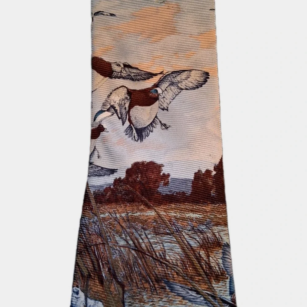 Robert Talbott Tie Men's Silk Mallard Duck Hunting Necktie Hand Sewn Made Italy